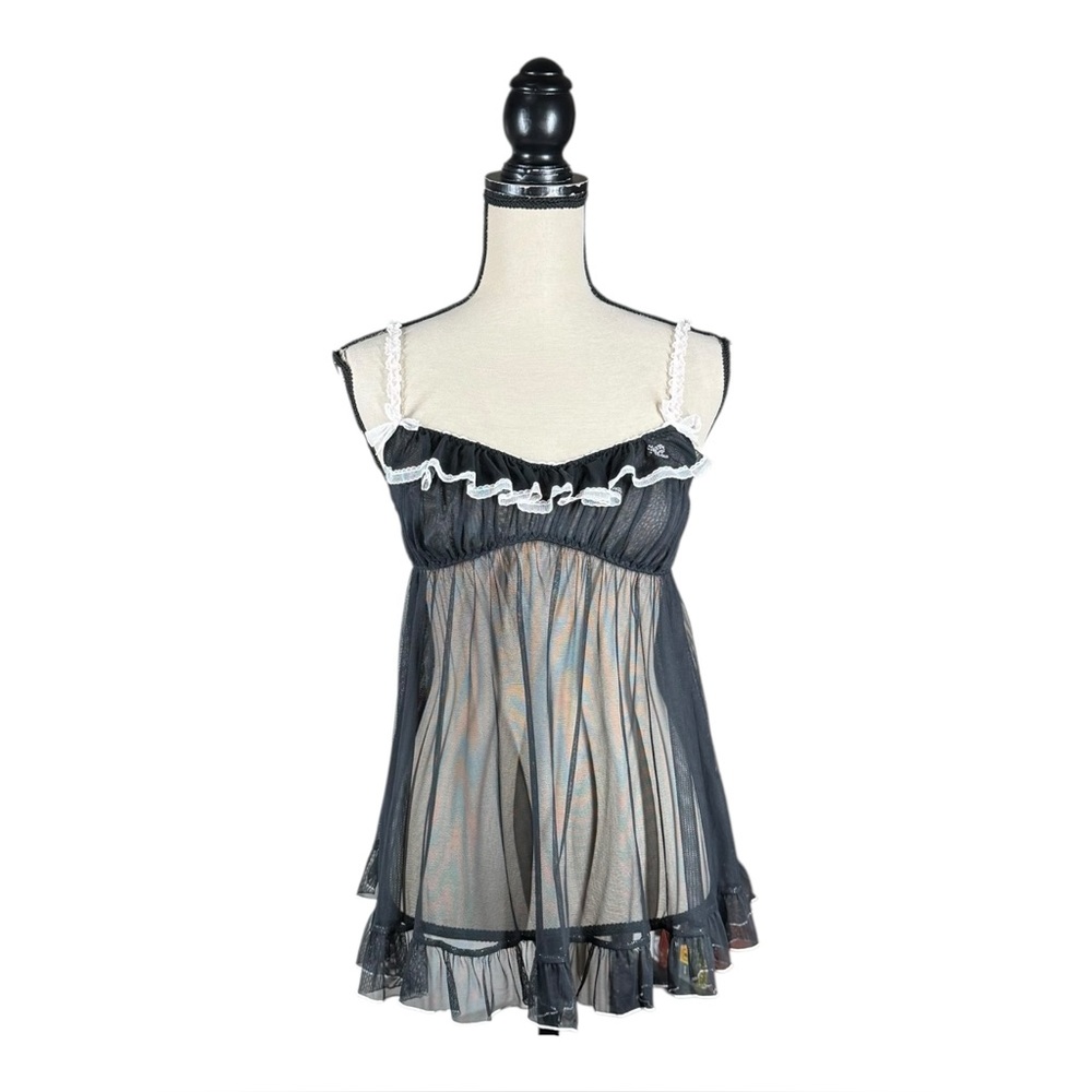 Victoria’s Secret Babydoll Ruffle Bow Trim Nightie Top Sabrina Carpenter Style